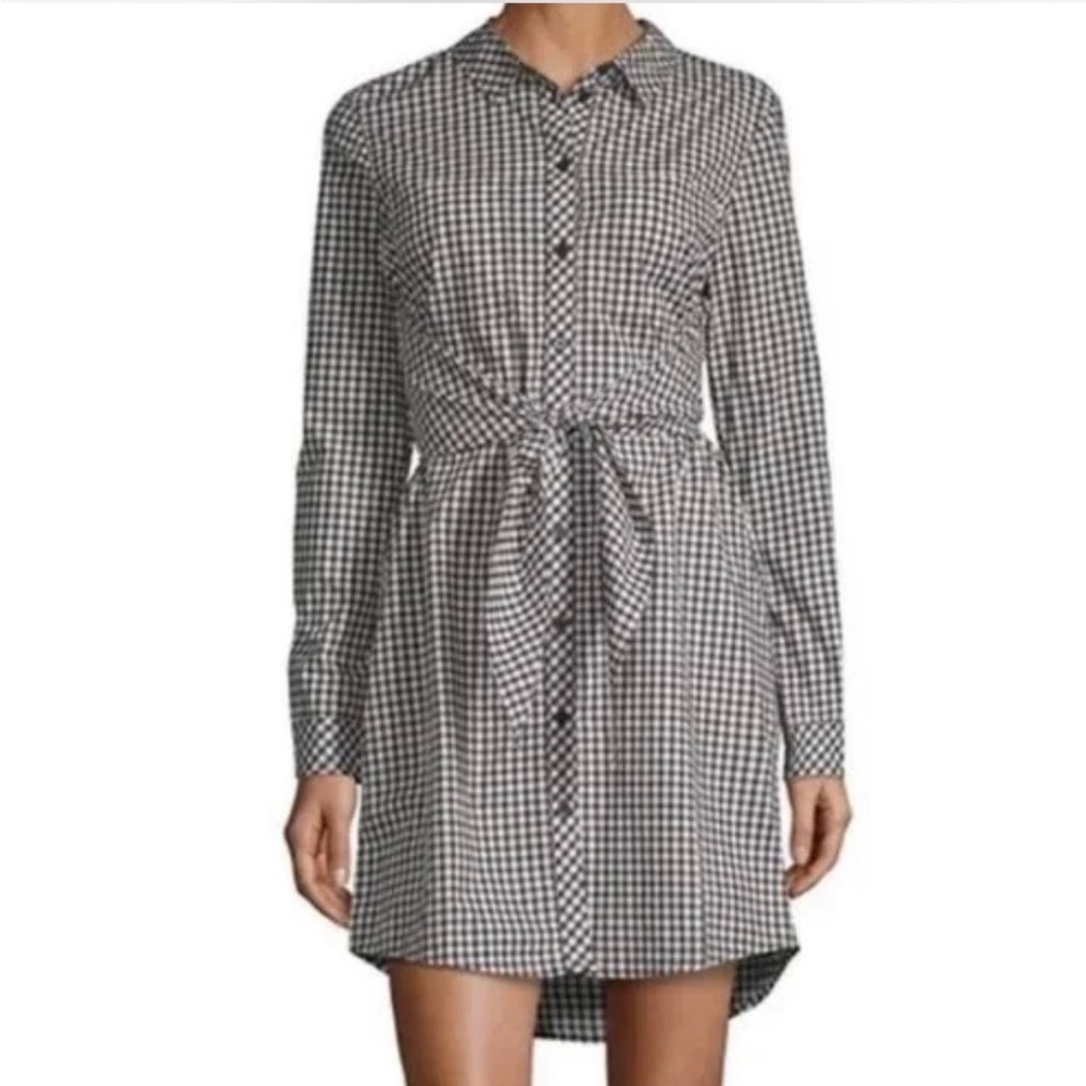 Sanctuary Black and White Gingham Long Sleeve Dress